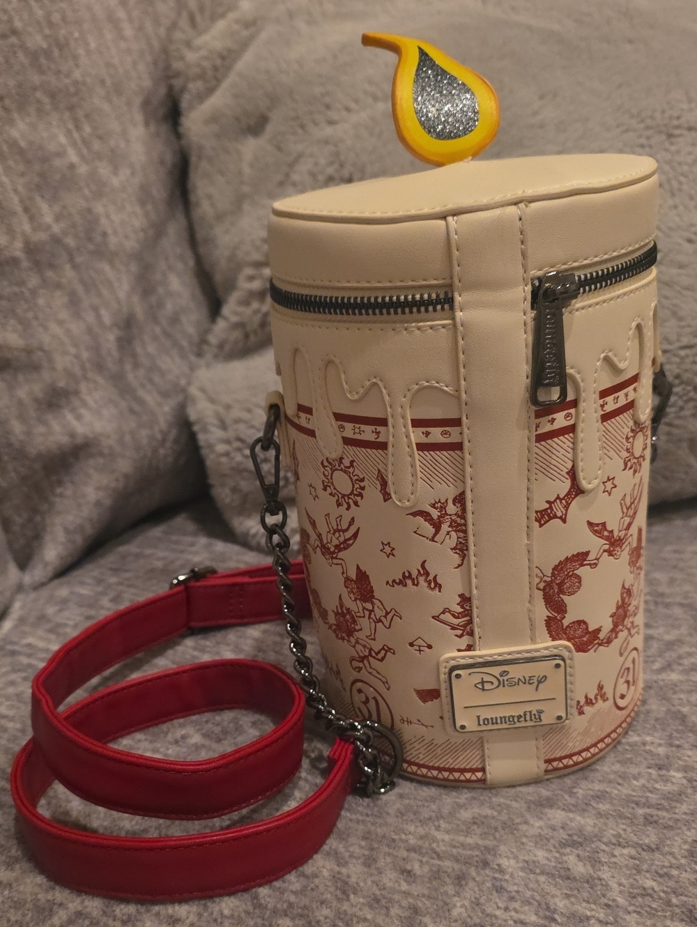 Loungefly HTF Black Flame Candle Cream and Red Disney Novelty Crossbody NWOT